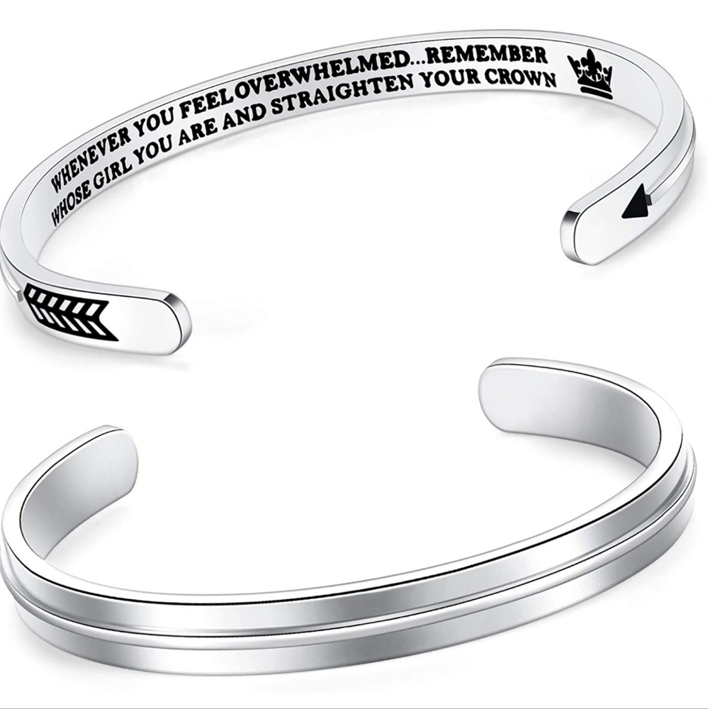 NIB Sam & Lori Silver Engraved Inspirational Cuff Bracelet